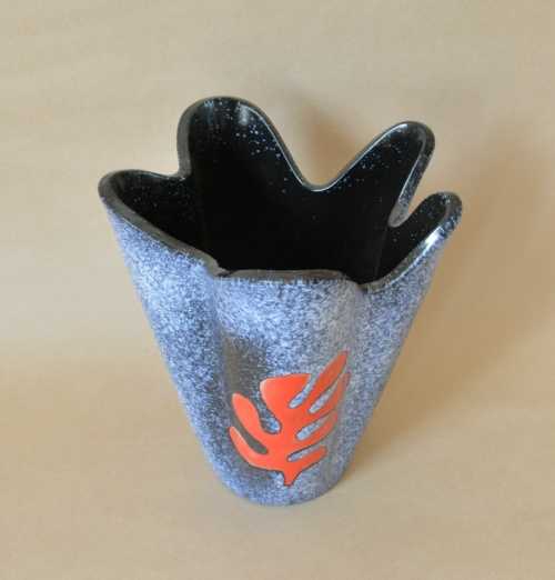 Elchinger, Vase moucheté à décor de feuille rouge – Image 3