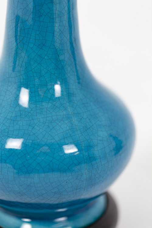 Pol Chambost, Paire de petites lampes en céramique et bronze doré, XXème siècle – Image 5