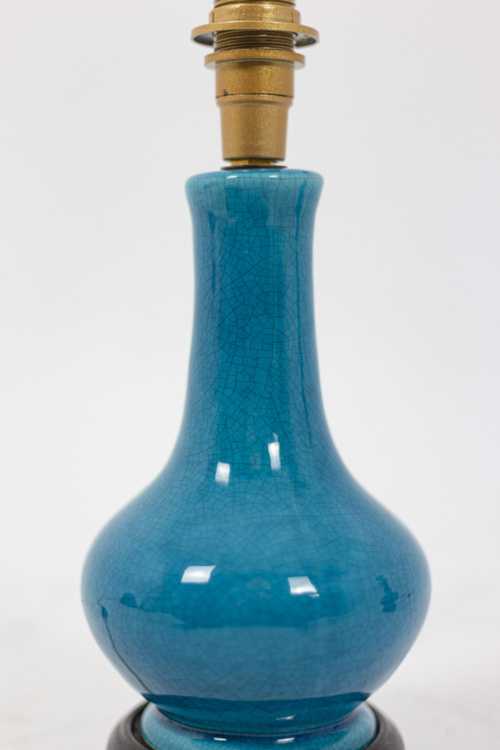 Pol Chambost, Paire de petites lampes en céramique et bronze doré, XXème siècle – Image 4