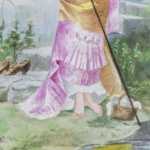 Plaque en porcelaine peinte figurant une pêcheuse, XIXe siècle – Image 5