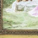 Plaque en porcelaine peinte figurant une pêcheuse, XIXe siècle – Image 6