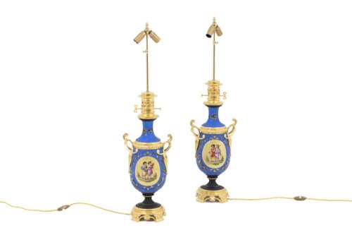 Paire de lampes en porcelaine style néoclassique, époque Napoléon III – Image 3