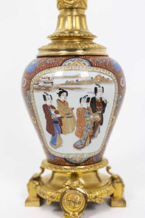 Lampe en porcelaine de Samson et bronze doré, circa 1880 – Image 3