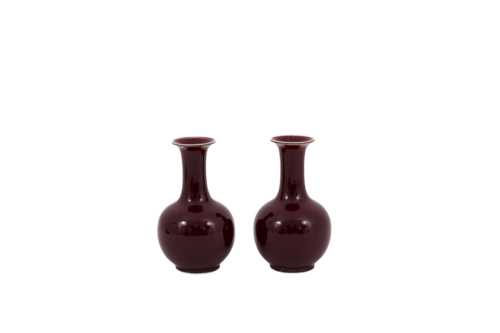 Paire de vases en porcelaine rouge sang-de-bœuf, années 1950 – Image 5