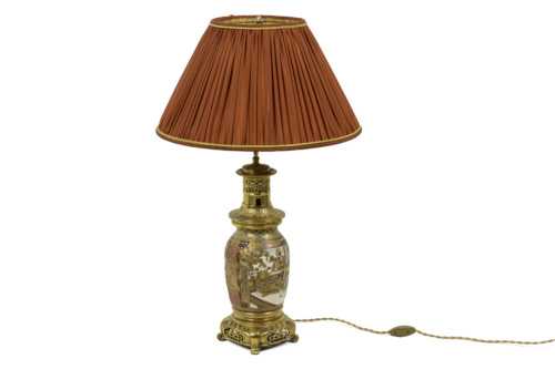 Lampe en faïence de Satsuma et bronze doré, circa 1880