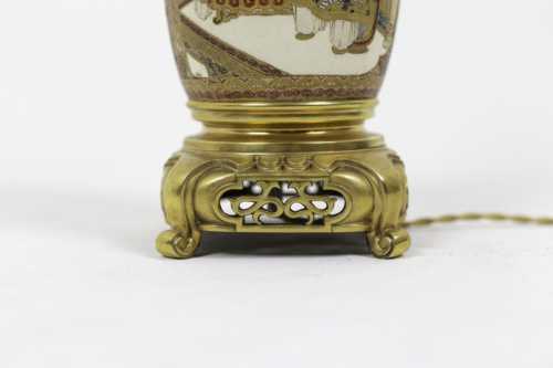 Lampe en faïence de Satsuma et bronze doré, circa 1880 – Image 7