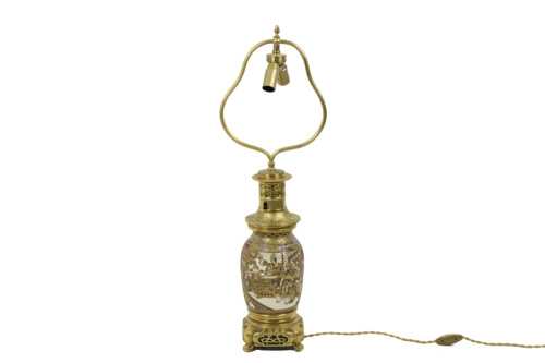 Lampe en faïence de Satsuma et bronze doré, circa 1880 – Image 6