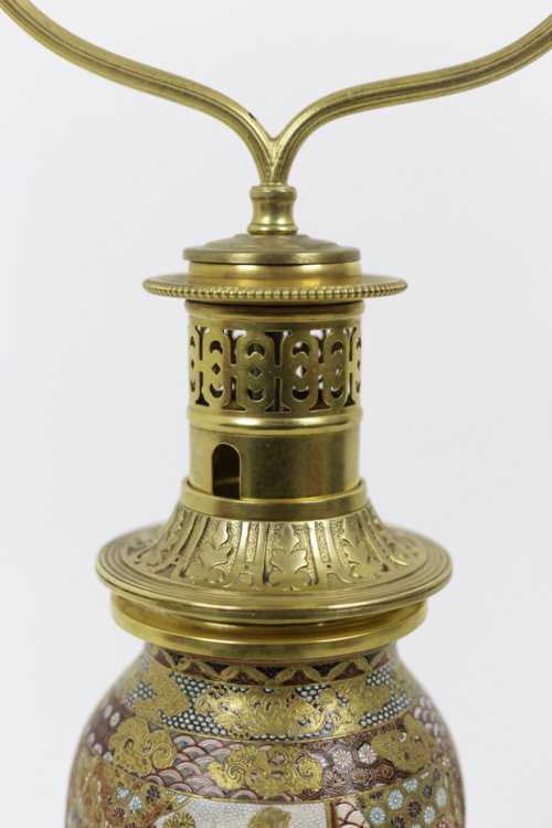 Lampe en faïence de Satsuma et bronze doré, circa 1880 – Image 4