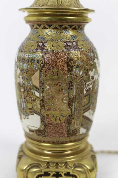 Lampe en faïence de Satsuma et bronze doré, circa 1880 – Image 3
