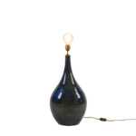 Lampe en grès émaillé vert et bleu, années 1970
