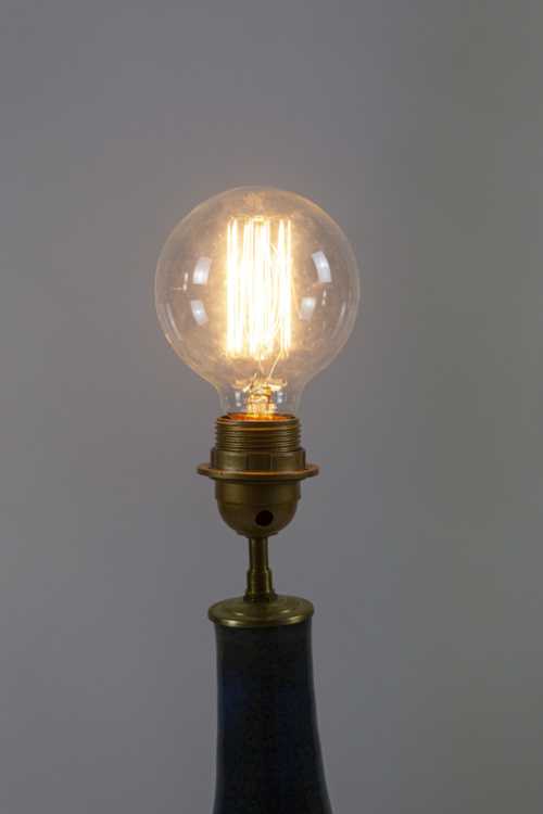 Lampe en grès émaillé vert et bleu, années 1970 – Image 2