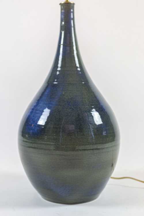 Lampe en grès émaillé vert et bleu, années 1970 – Image 3