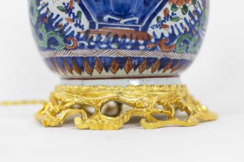 Paire de lampes en faïence de Delft et bronze doré, circa 1880 – Image 5