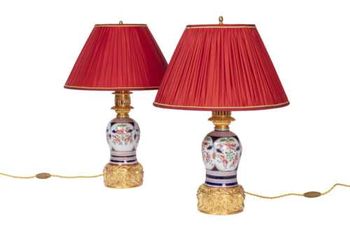 Paire de lampes en porcelaine de Bayeux, fin XIXe siècle