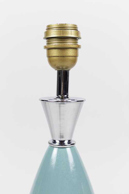 Paire de lampes en porcelaine bleue et laiton argenté, années 1970 – Image 2