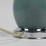 Paire de lampes en porcelaine bleue et laiton argenté, années 1970 – Image 4