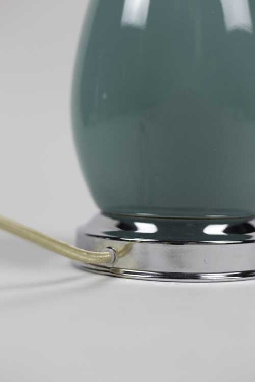 Paire de lampes en porcelaine bleue et laiton argenté, années 1970 – Image 4