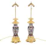 Paire de lampes en porcelaine Valentine et bronze doré, circa 1880 – Image 2