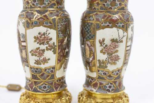 Paire de lampes en faïence de Satsuma, circa 1880 – Image 12