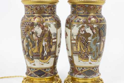 Paire de lampes en faïence de Satsuma, circa 1880 – Image 4