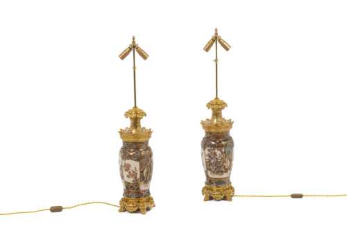 Paire de lampes en faïence de Satsuma, circa 1880 – Image 2
