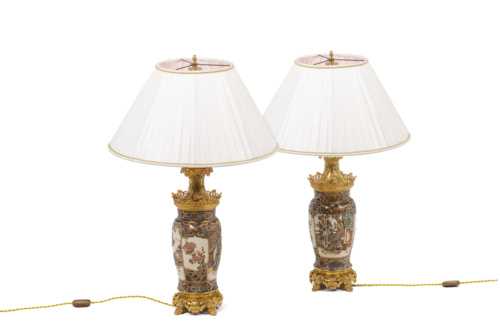 Paire de lampes en faïence de Satsuma, circa 1880