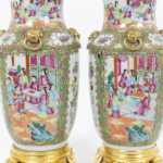 Paire de lampes en porcelaine de Canton, circa 1880 – Image 4