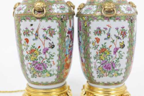 Paire de lampes en porcelaine de Canton, circa 1880 – Image 5