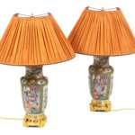 Paire de lampes en porcelaine de Canton, circa 1880