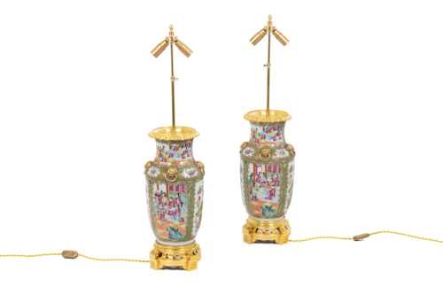 Paire de lampes en porcelaine de Canton, circa 1880 – Image 2