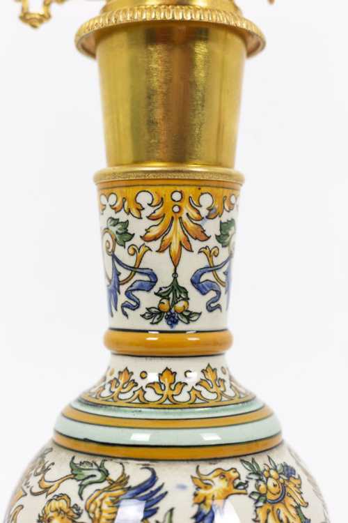 Paire de lampes en porcelaine de Gien, XIXème siècle – Image 6