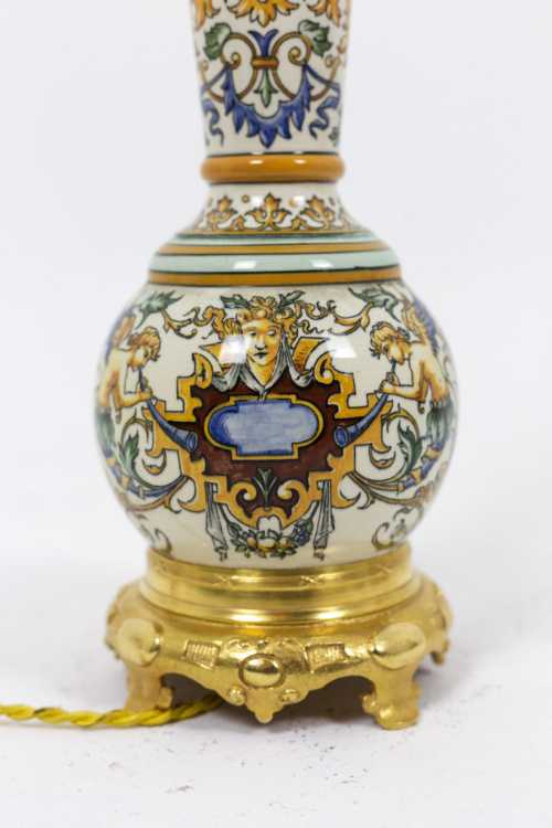 Paire de lampes en porcelaine de Gien, XIXème siècle – Image 4