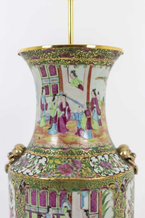 Grande lampe en porcelaine de Canton, circa 1880 – Image 3