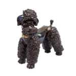Sculpture caniche en faïence marron irisée, vers 1940 – Image 6