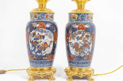 Paire de lampes en porcelaine d'Imari et bronze doré, circa 1880. – Image 3