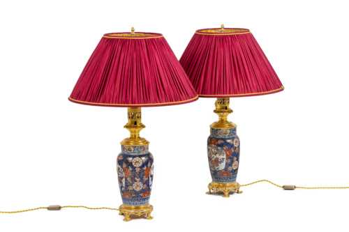 Paire de lampes en porcelaine d'Imari et bronze doré, circa 1880.