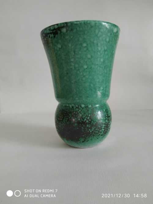 CAB vase émaillé vert flammé made in france