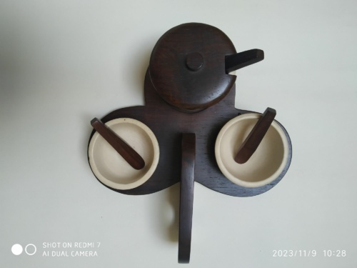 Kéramos Sèvres , René Hénon , set de table palissandre et céramique, art déco – Image 11