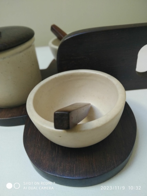 Kéramos Sèvres , René Hénon , set de table palissandre et céramique, art déco – Image 9
