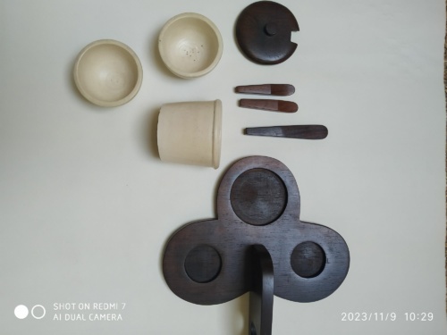 Kéramos Sèvres , René Hénon , set de table palissandre et céramique, art déco – Image 3