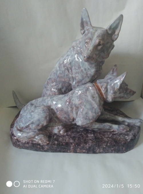 Louis Riché, les deux amis, importante sculpture animalière