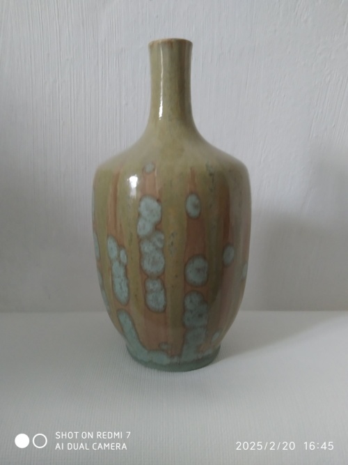 René Dénert vase en porcelaine de grès à couverte irisée